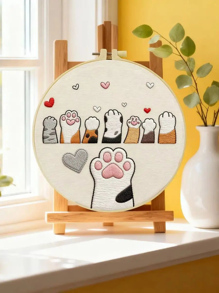 Cute Cat Paws Embroidery Kit Kits For Stitchers