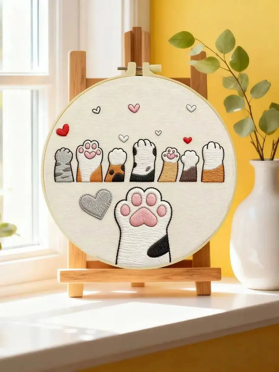 Cute Cat Paws Embroidery Kit Kits For Stitchers