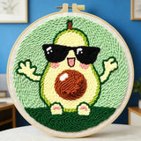 Cute Avocado Punch Needle Wall Art – Handmade Embroidery Hoop Decor for Nursery & Cozy Rooms Kits For Stitchers