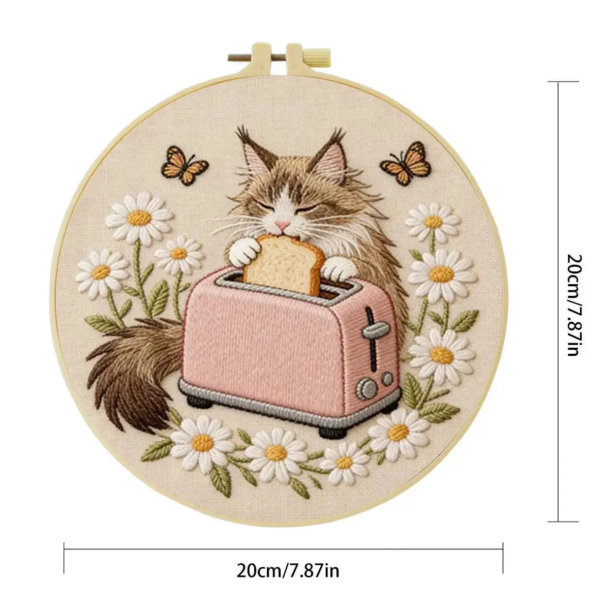 Toast-Loving Cat Embroidery Kit Kits For Stitchers
