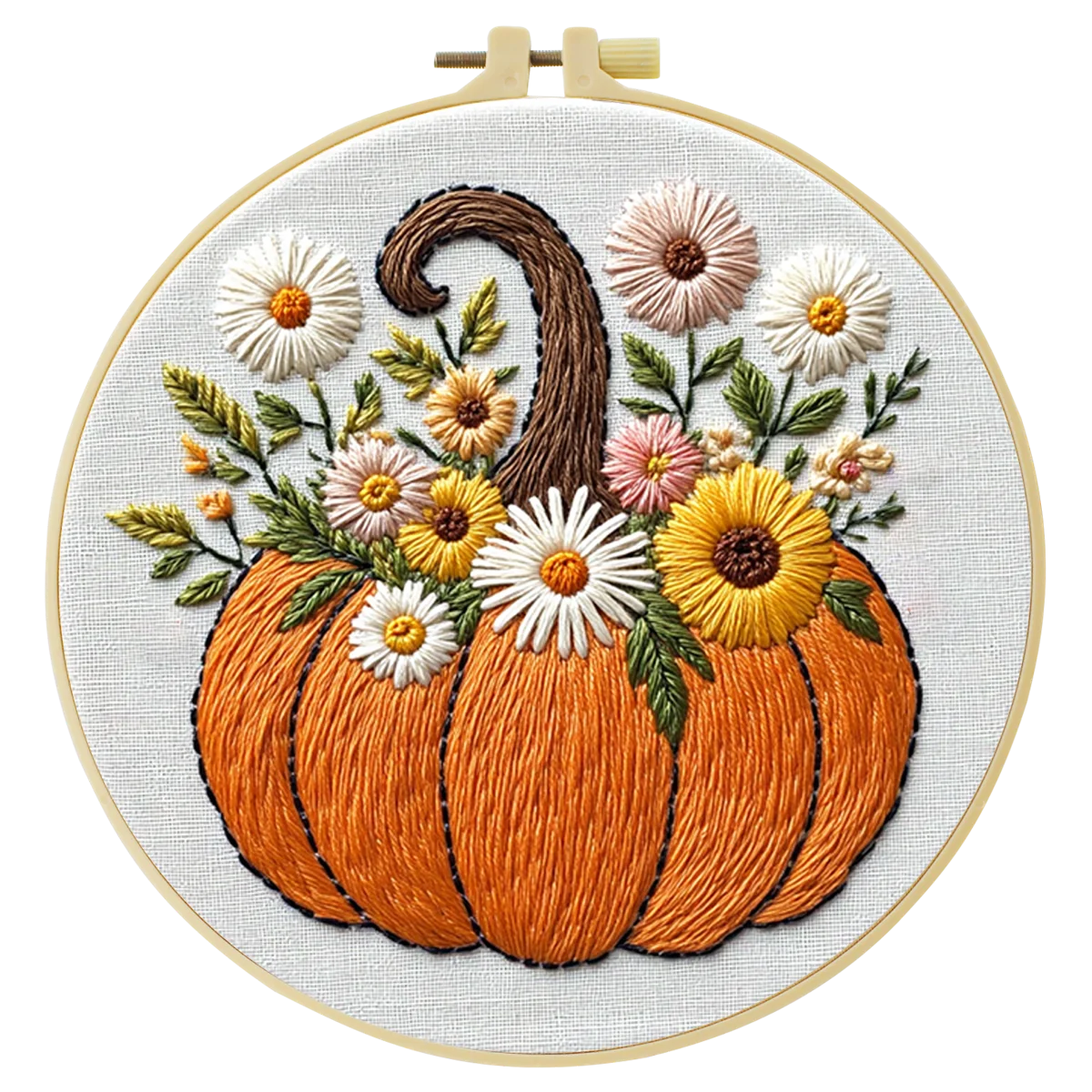 Autumn Floral Pumpkin Embroidery Kit