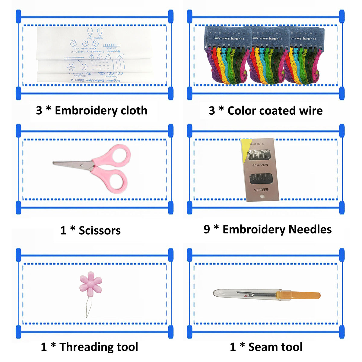 3-Piece Beginner Embroidery Technique Kit Kits For Stitchers