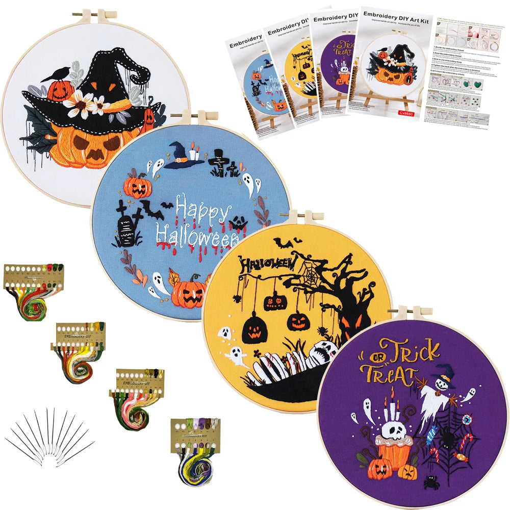 Spooky Halloween Embroidery Kit – Set of 4