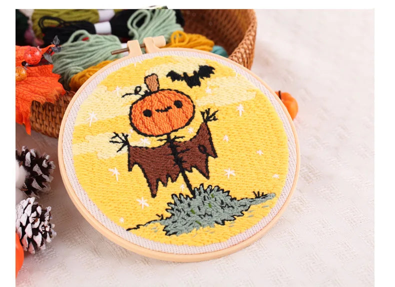 Cute Halloween Pumpkins & Ghosts Embroidery Kit – Set of 3