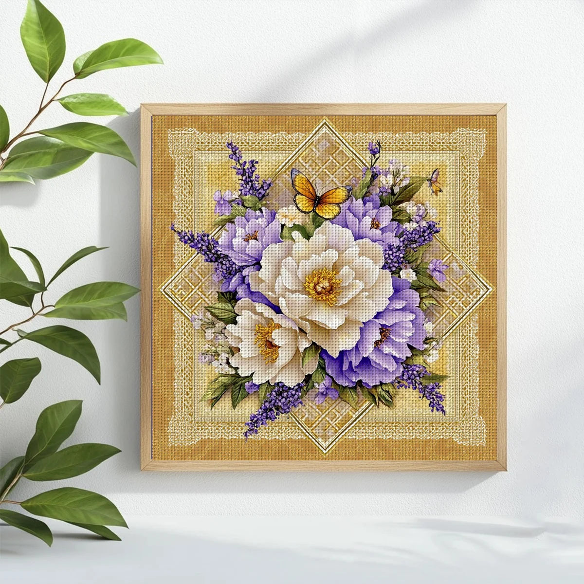 Elegant Peony & Butterfly Floral Cross Stitch Kit 🦋🌸