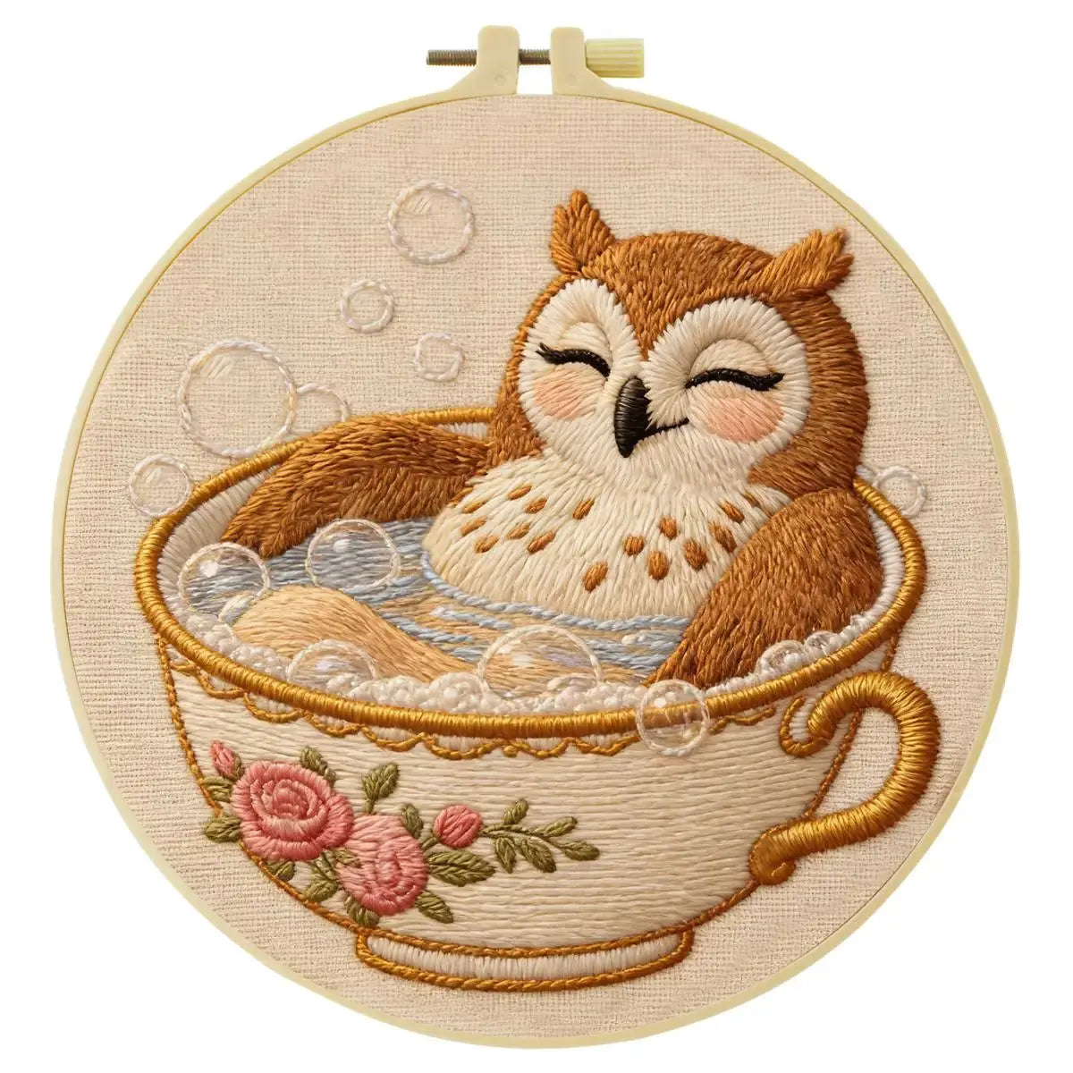 Cozy Owl Teacup Embroidery Kit Kits For Stitchers