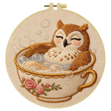 Cozy Owl Teacup Embroidery Kit Kits For Stitchers