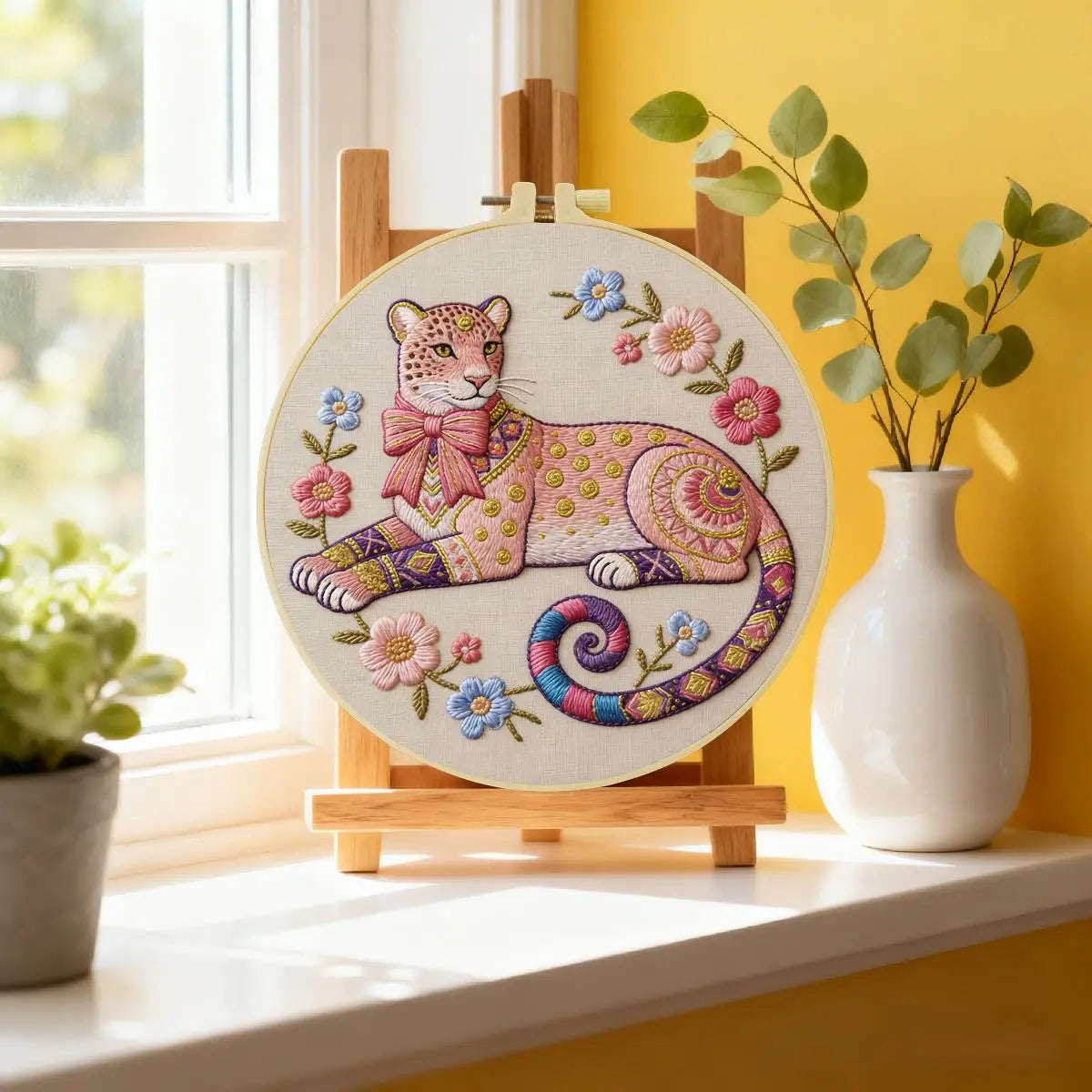 Blush Leopard Embroidery Kit Kits For Stitchers