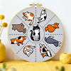 Cute Cat Poses Embroidery Kit – Kawaii DIY Hand Embroidery Hoop Art Set