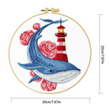 Whale & Lighthouse Embroidery DIY Kit – Nautical Ocean Animal Hand Stitching Craft with Hoop & Threads