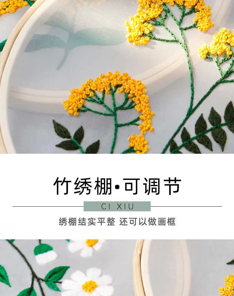 Transparent Double-Sided Flower Embroidery Starter Kit