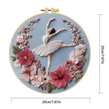 Handmade Ballerina Floral Embroidery Hoop Wall Art – Elegant Ballet Dancer Fiber Decor Kits For Stitchers