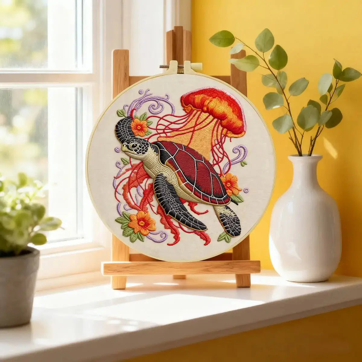 Sea Turtle & Jellyfish Embroidery Kit Kits For Stitchers