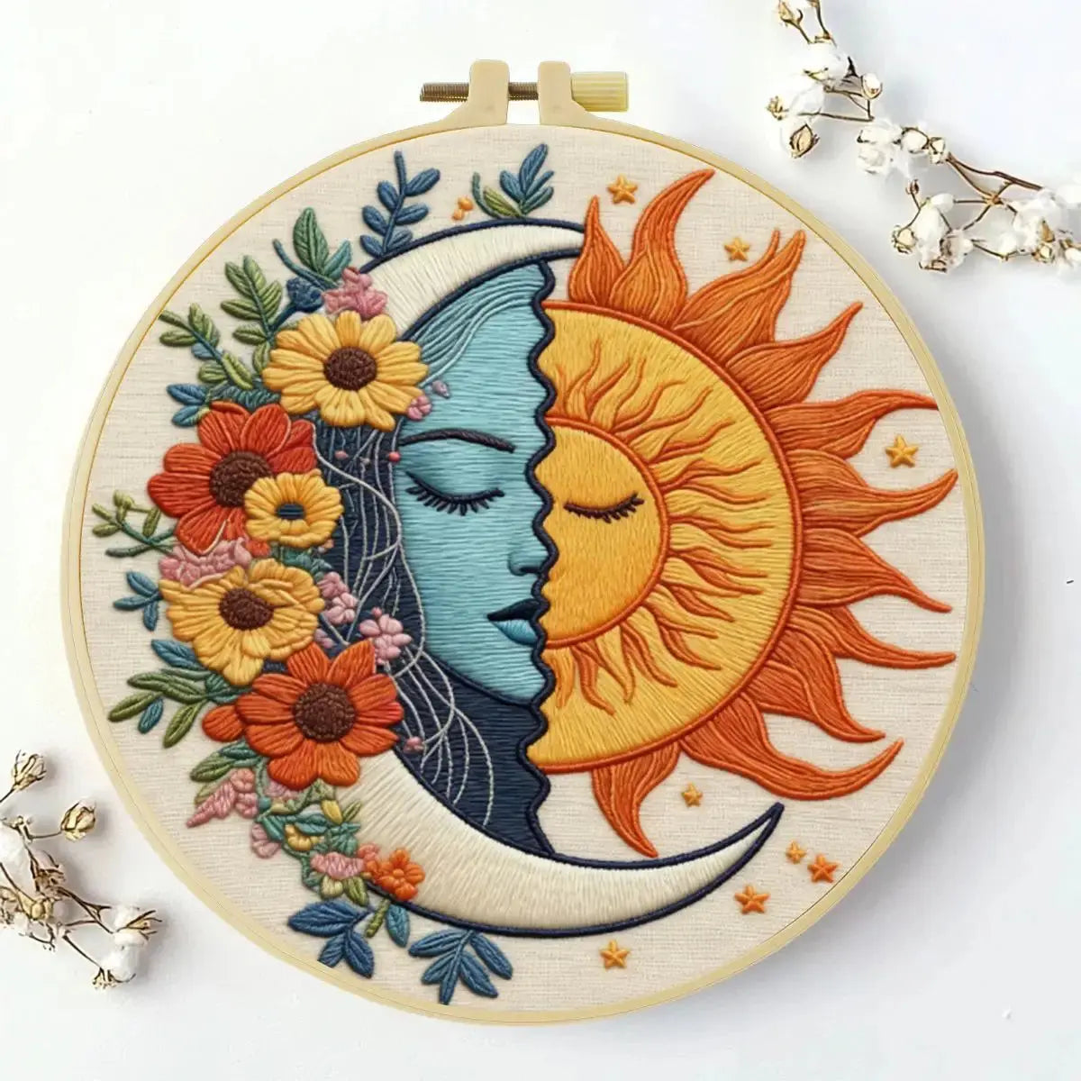 Celestial Sun & Moon Embroidery Kit 🌞🌙🌼 Kits For Stitchers