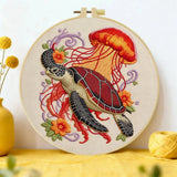 Sea Turtle & Jellyfish Embroidery Kit Kits For Stitchers