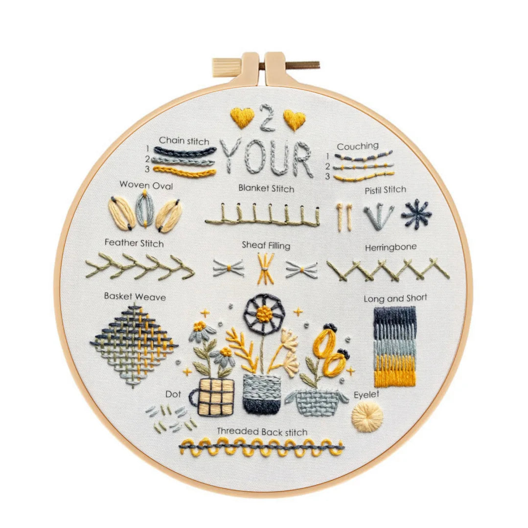 3-Piece Beginner Embroidery Stitch Learning Kit Kits For Stitchers