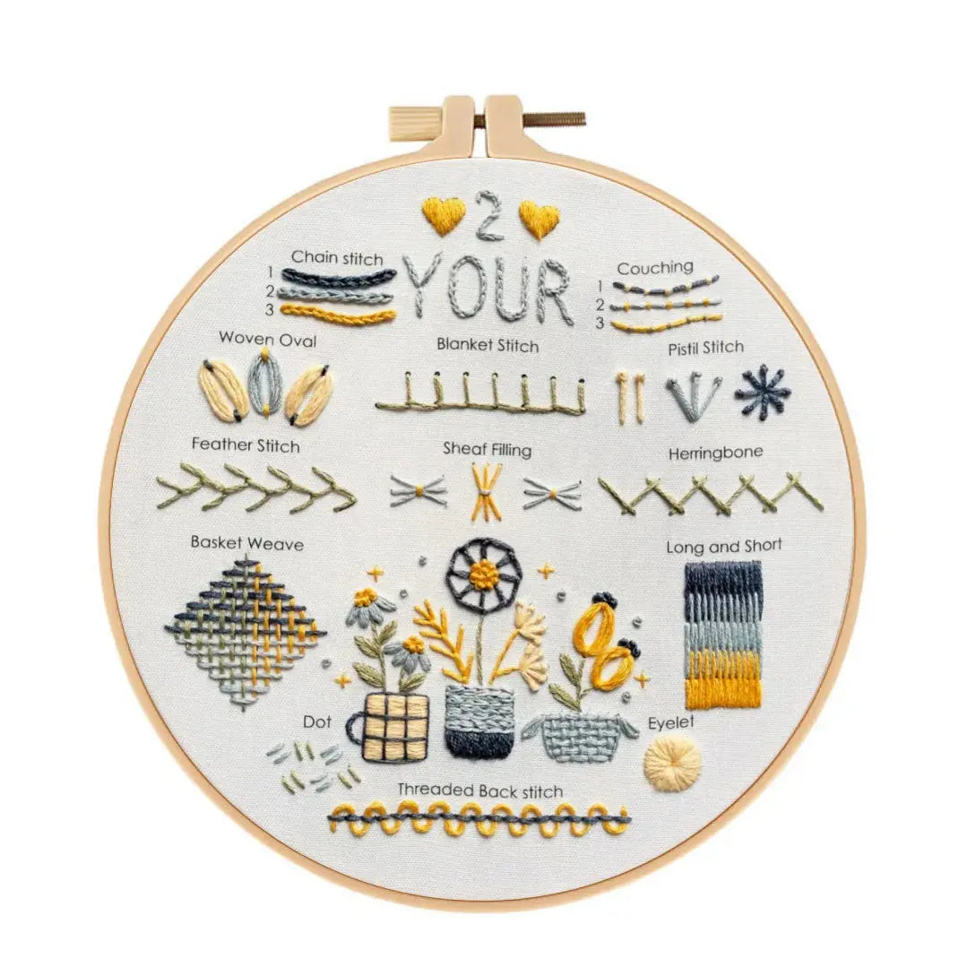 3-Piece Beginner Embroidery Stitch Learning Kit Kits For Stitchers