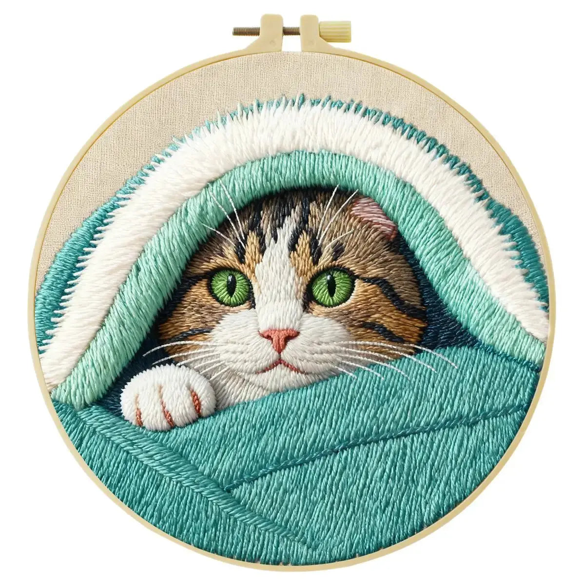Cozy Blanket Kitten Embroidery Kit 🐱🩵🧵 Kits For Stitchers