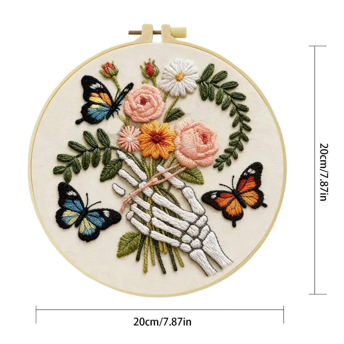 Skeleton Hand Floral Bouquet Embroidery Kit 🦋💐💀 Kits For Stitchers