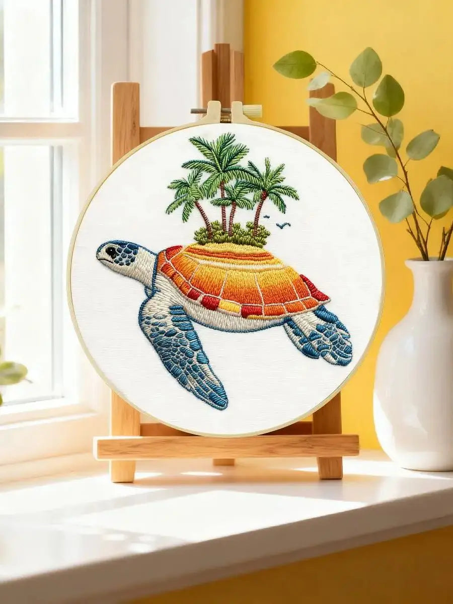 Sea Turtle Paradise Embroidery Kit 🐢🌴🧵