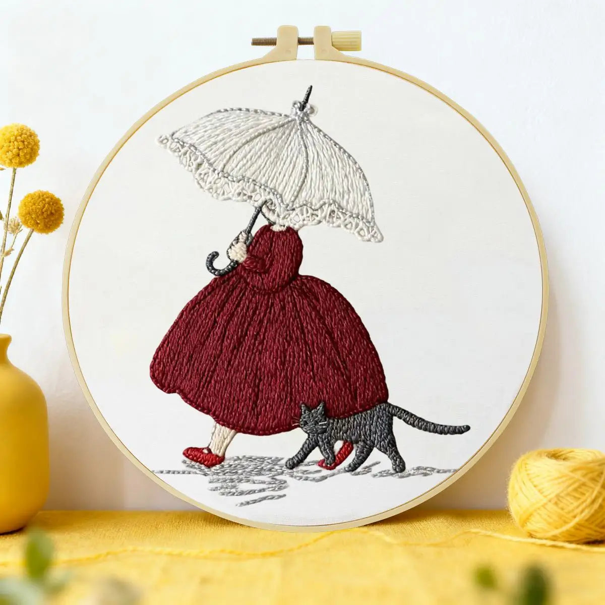 Lady in a Red Skirt Embroidery Kit