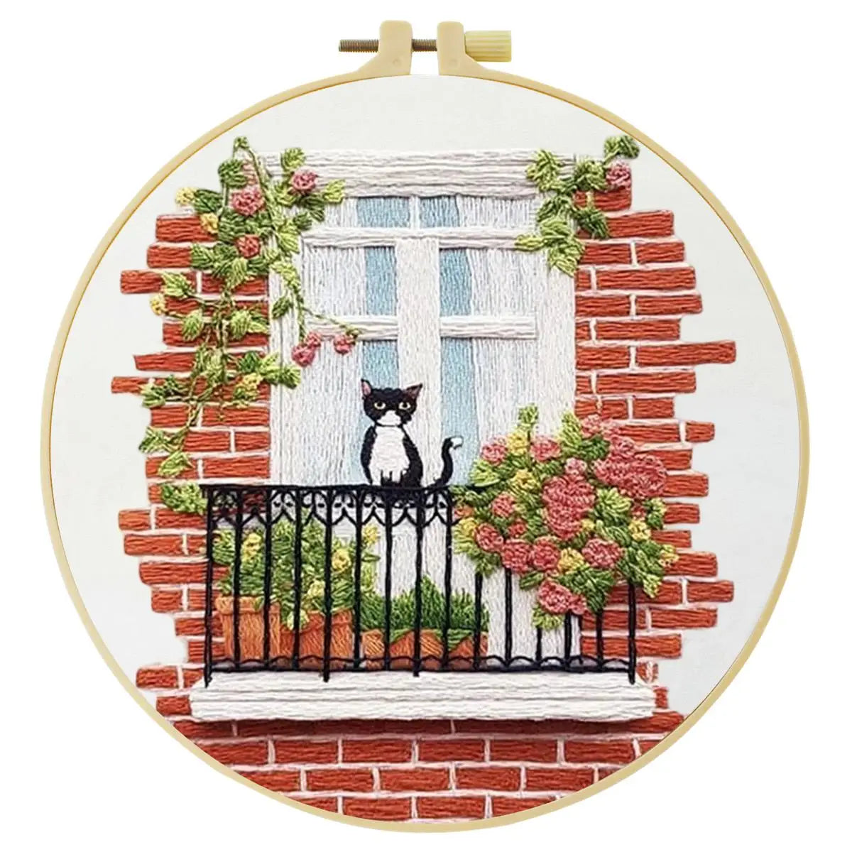 Windowsill Kitten Embroidery Kit