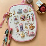 Cute Sewing & Embroidery Tools Pattern – DIY Craft Lover Hand Embroidery Kit with Floral Needlework Accessories Design Kits For Stitchers