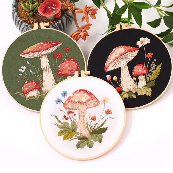 Woodland Mushroom Hand Embroidery Kit