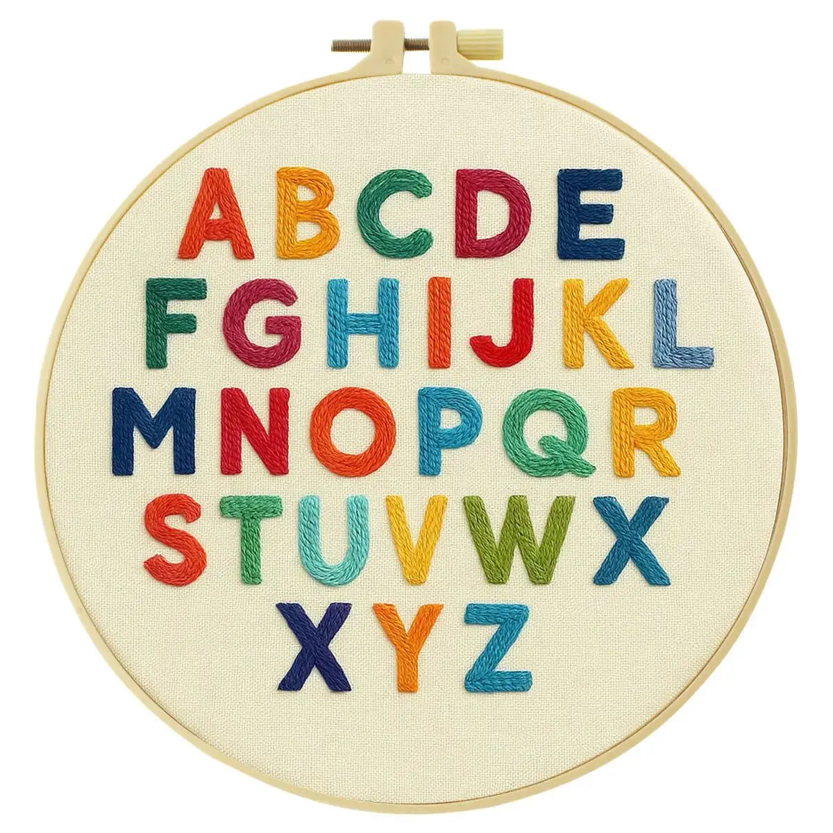 Alphabet Learning Embroidery Kit – Colorful ABC DIY Hand Embroidery Hoop Art Set Kits For Stitchers