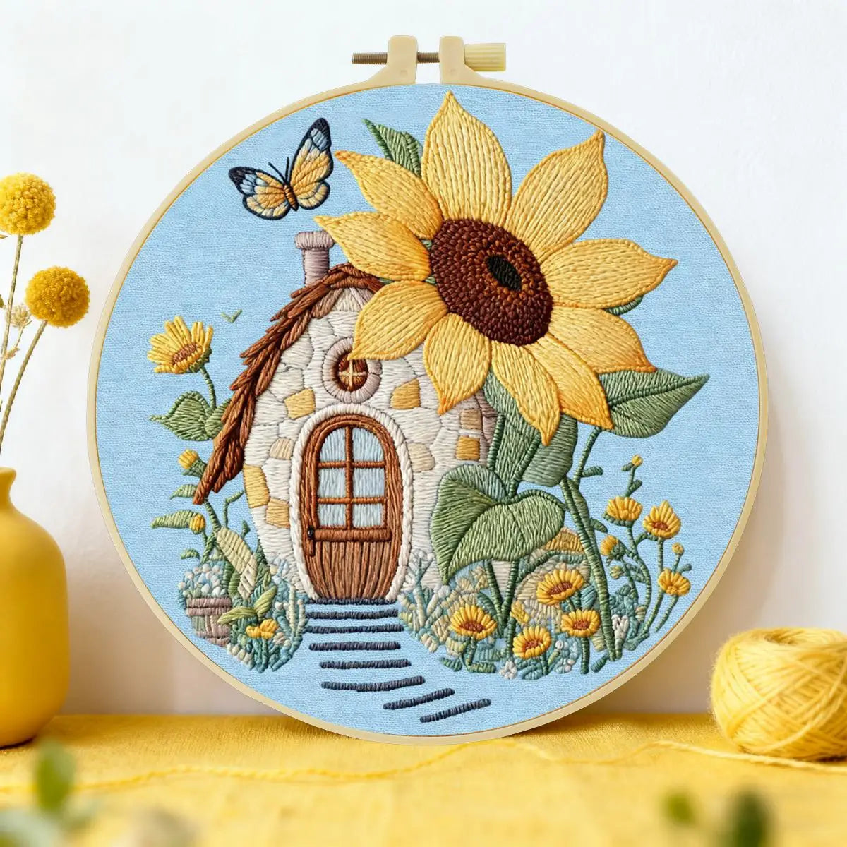 Sunflower House Embroidery Kit
