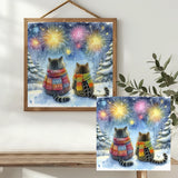 Winter Fireworks Cat Companions Cross Stitch Kit 🐱❄️🎆