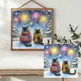 Winter Fireworks Cat Companions Cross Stitch Kit 🐱❄️🎆 Kits For Stitchers