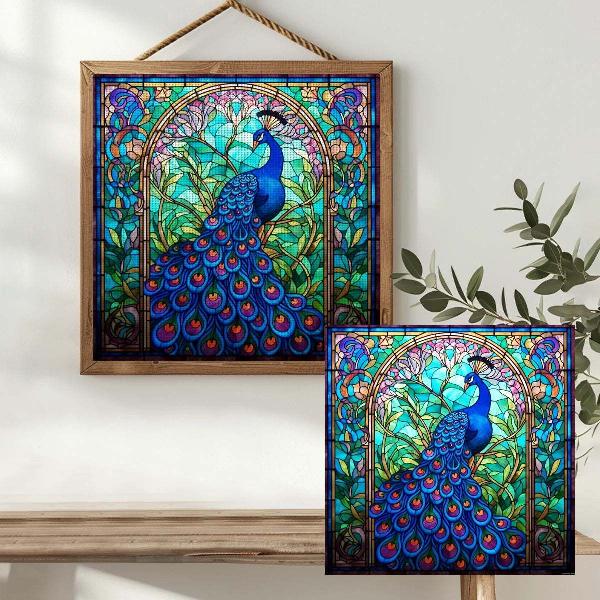 Stained Glass Peacock Cross Stitch Kit 🦚💙✨