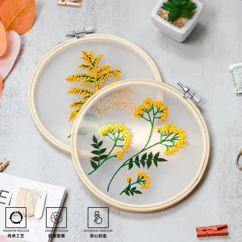Transparent Double-Sided Flower Embroidery Starter Kit The Stichers Heavane