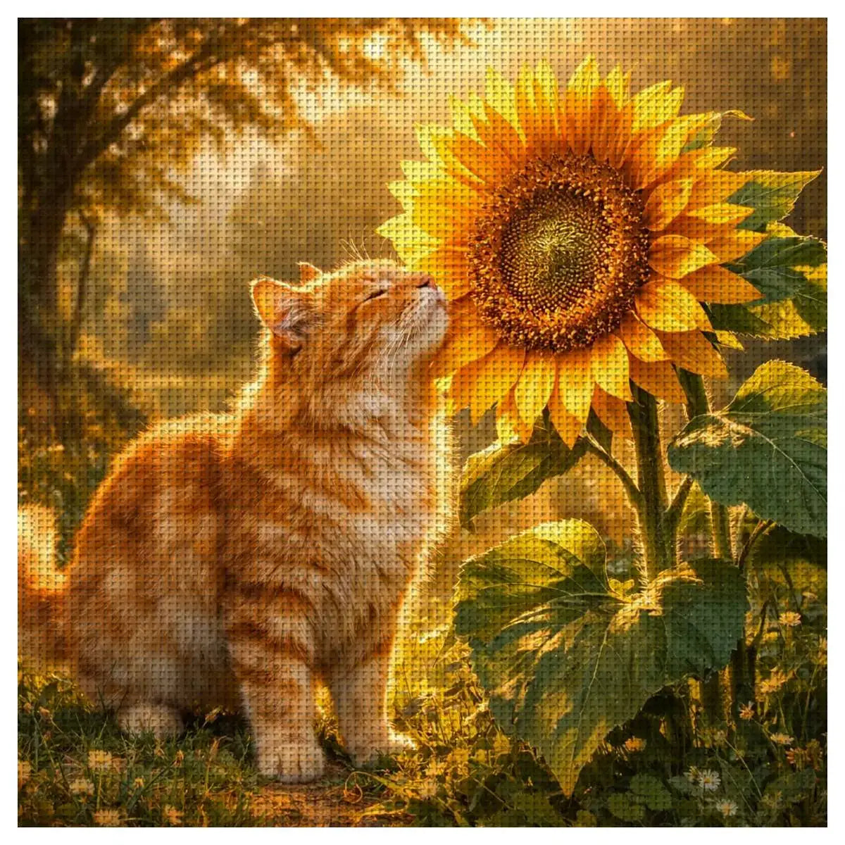 Sunflower Cat Cross Stitch Kit 🌻🐱☀️