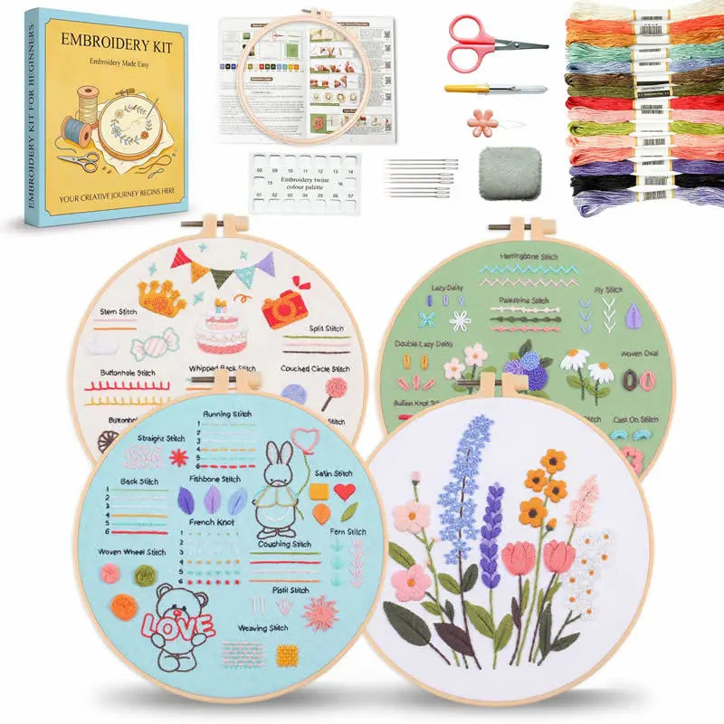 4-Piece Beginner Embroidery Learning Kit Kits For Stitchers