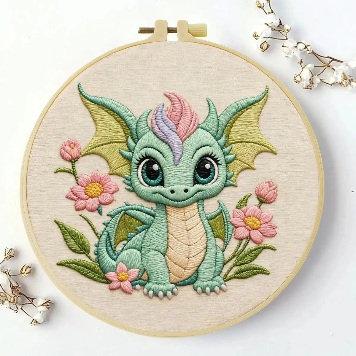 Baby Dragon Embroidery Kit 🐉🌸 Kits For Stitchers