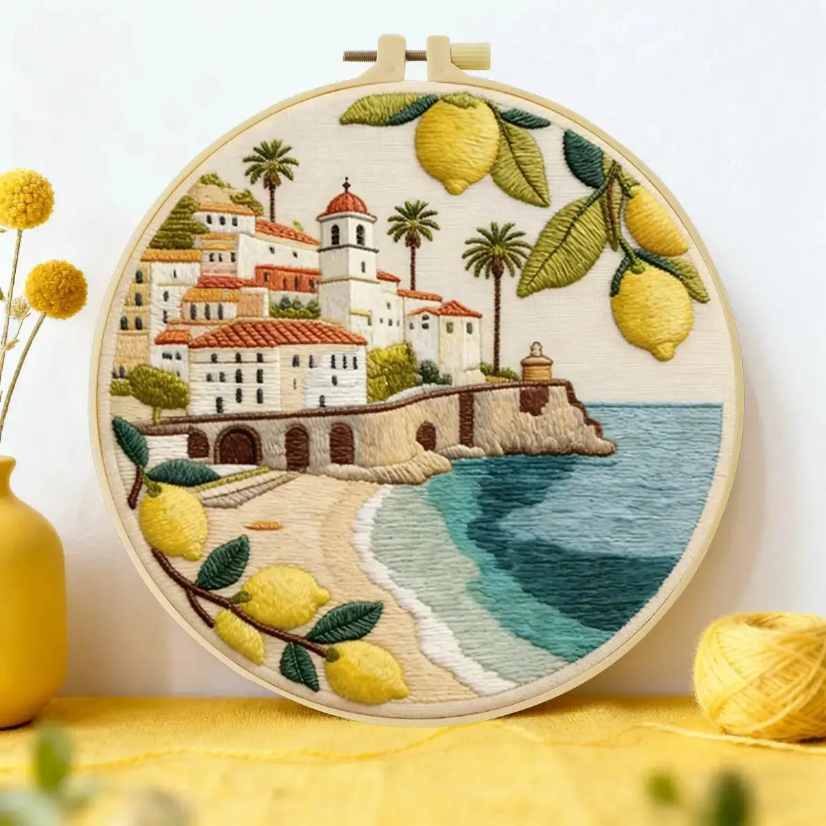 Mediterranean Lemon Coast Embroidery Kit Kits For Stitchers