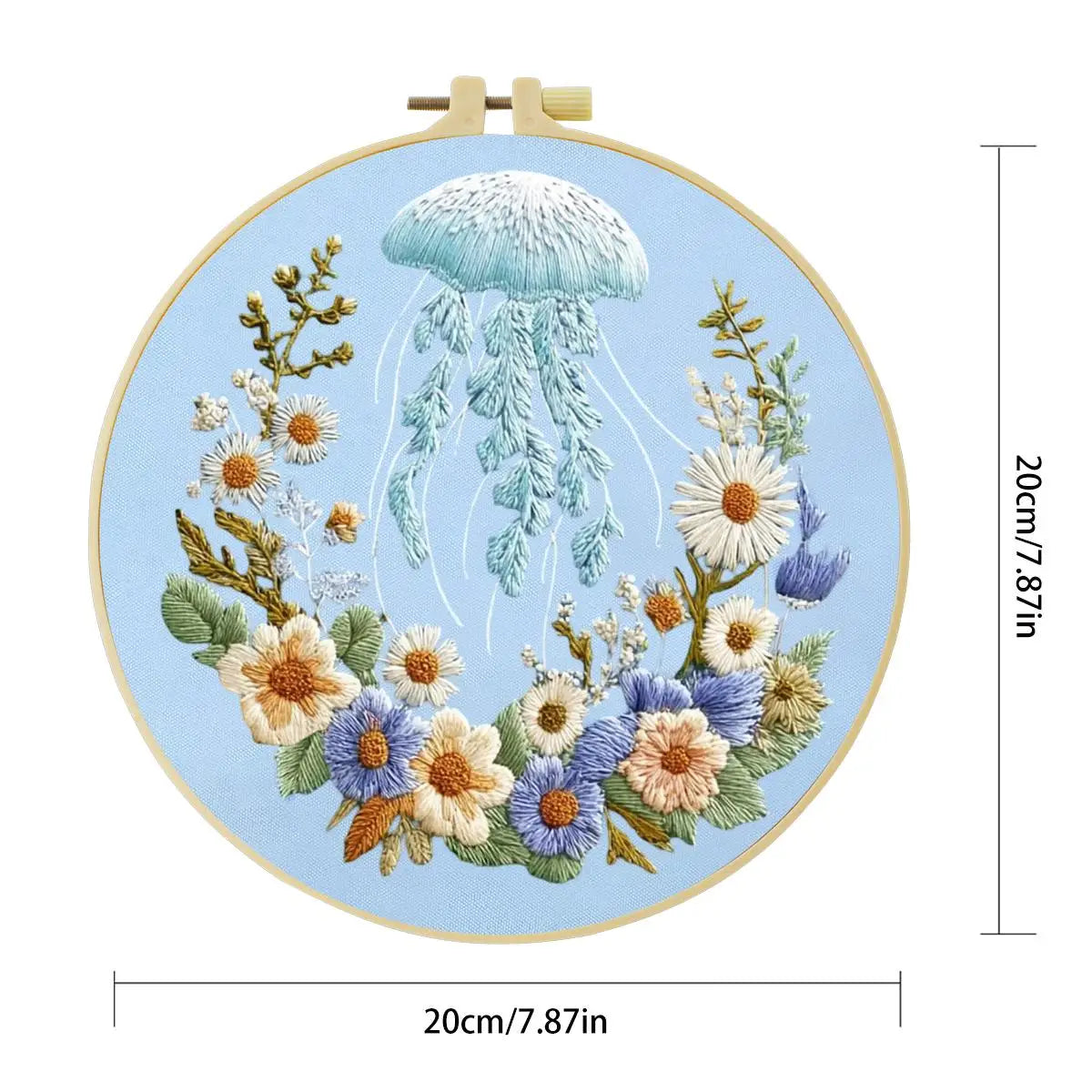 Moonlit Jellyfish Floral Embroidery Kit 🌊🪼🌼 Kits For Stitchers