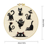 Cute Black Cat Collection Embroidery Starter Kit DIY – Beginner Cartoon Animal Hand Embroidery Kit Kits For Stitchers