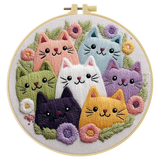 1pc 20X20CM/7.87inch Cute cat Embroidery Starter Kit DIY kit Craft Painting Sewing Art Needle Art