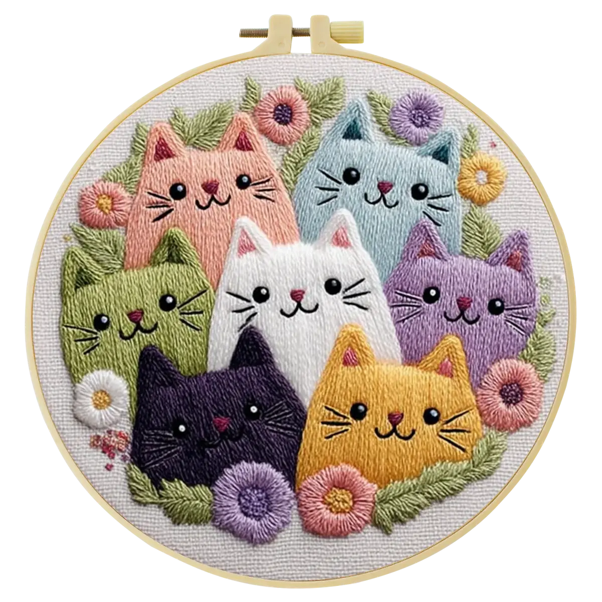 1pc 20X20CM/7.87inch Cute cat Embroidery Starter Kit DIY kit Craft Painting Sewing Art Needle Art The Stichers Heavane