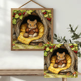 Knitting Mouse in a Cozy Tree Hollow Cross Stitch Kit 🐭🧶🍂