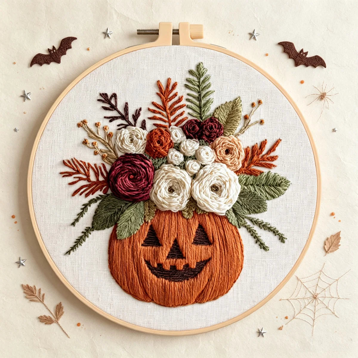 Spooky Floral Halloween Embroidery Kit – Set of 4