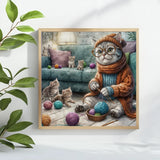 Knitting Cat & Kittens Cross Stitch Kit 🧶🐱💕