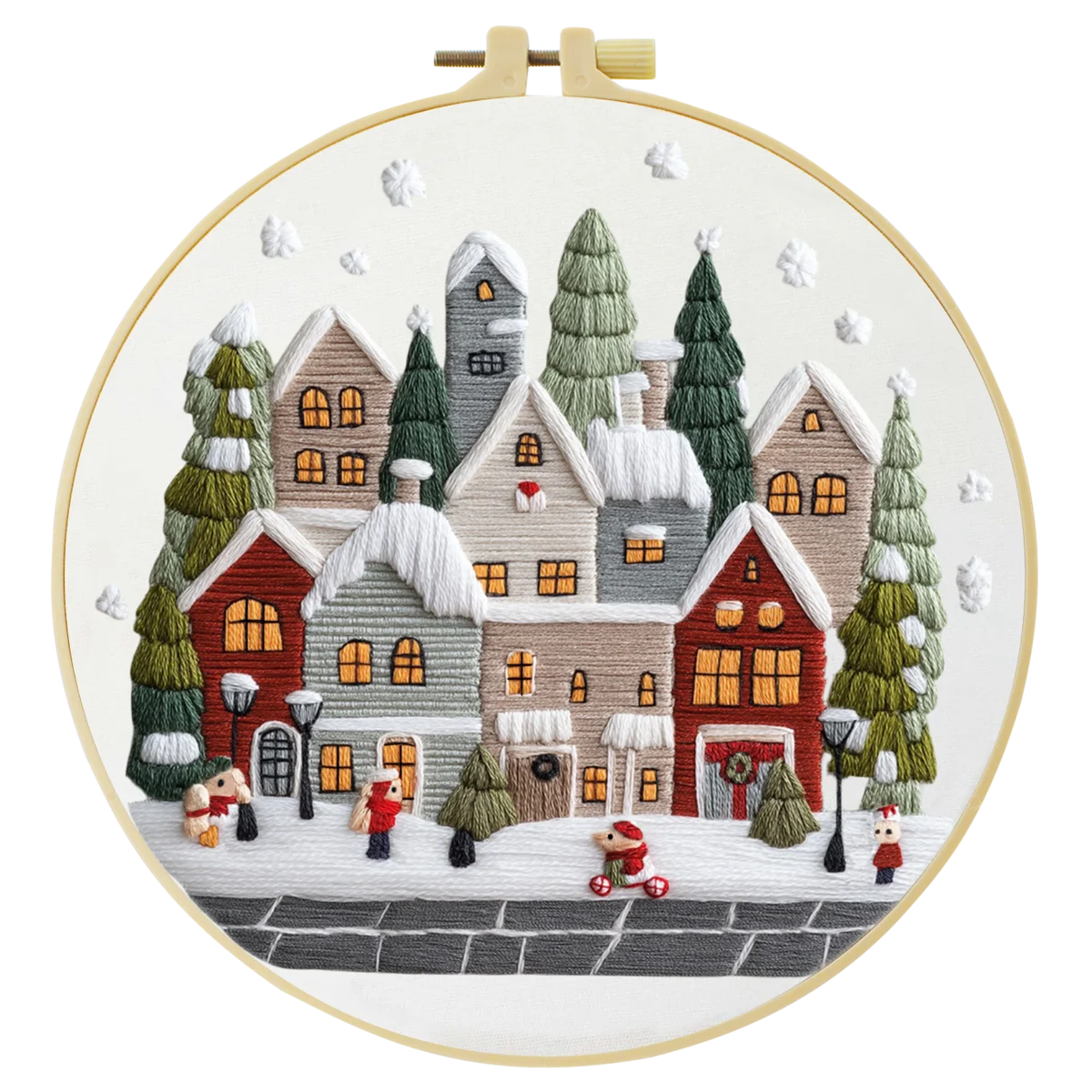 Highland Cow Embroidery DIY Kit – Farmhouse Animal Beginner Stitching Kit with Hoop & Pattern