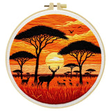 African Safari Sunset Embroidery Kit Kits For Stitchers