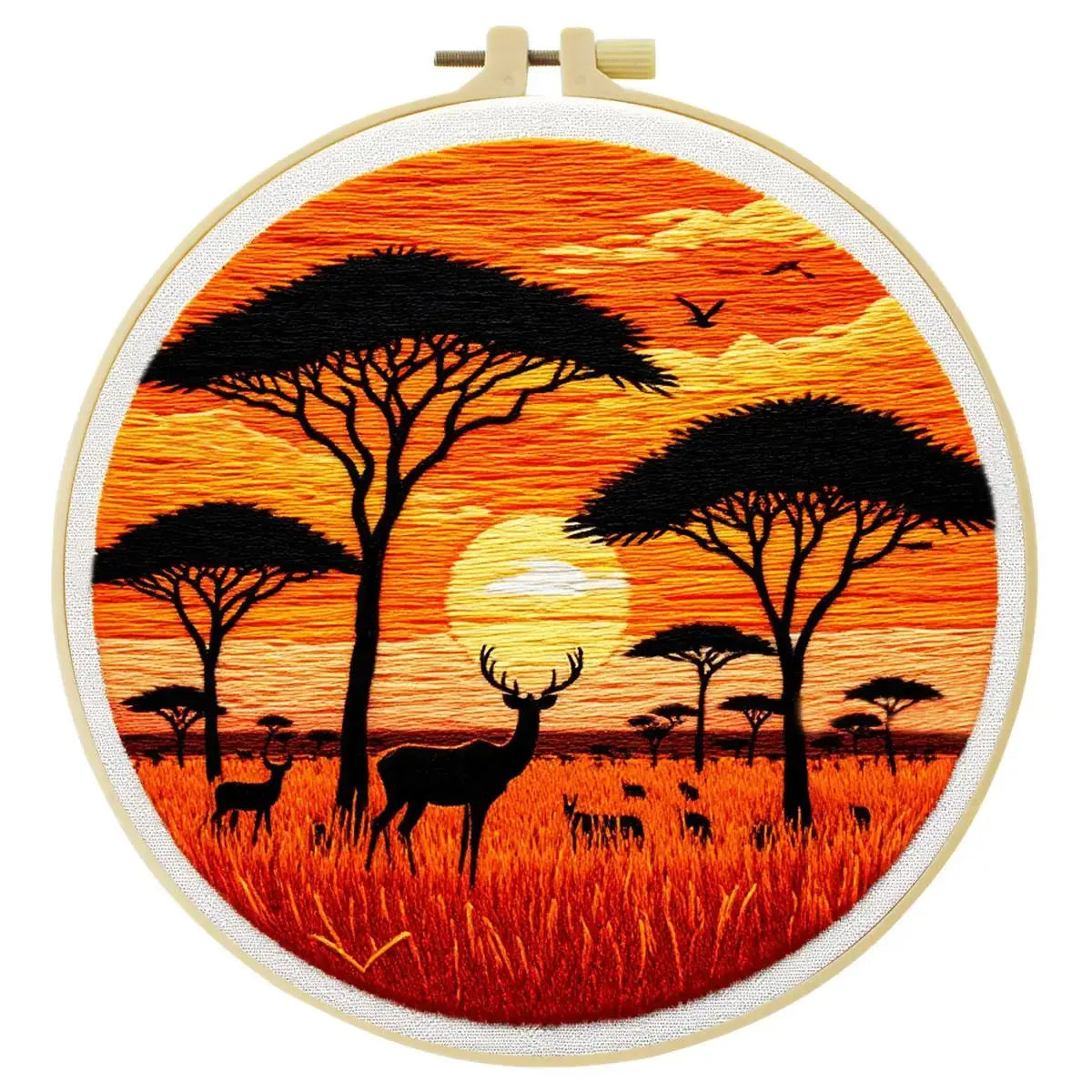 African Safari Sunset Embroidery Kit Kits For Stitchers