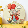 Cute Mouse with Balloons Embroidery Starter Kit DIY – Beginner Cartoon Animal Hand Embroidery Kit