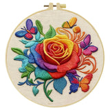 Rainbow Rose & Butterflies Embroidery Kit Kits For Stitchers